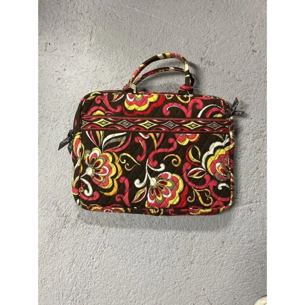Vera Bradley Puccini Laptop Computer Bag Brown Red Yellow